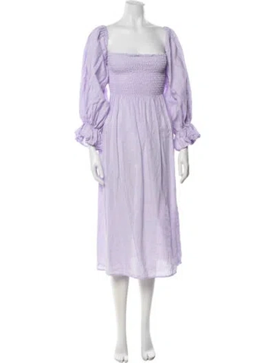 Pre-owned Sleeper Linen Long Dress In Purple