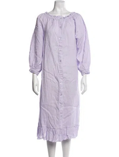 Pre-owned Sleeper Linen Long Dress In Purple