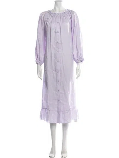 Pre-owned Sleeper Linen Long Dress In Purple