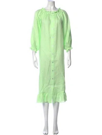Pre-owned Sleeper Linen Long Dress W/ Tags In Green