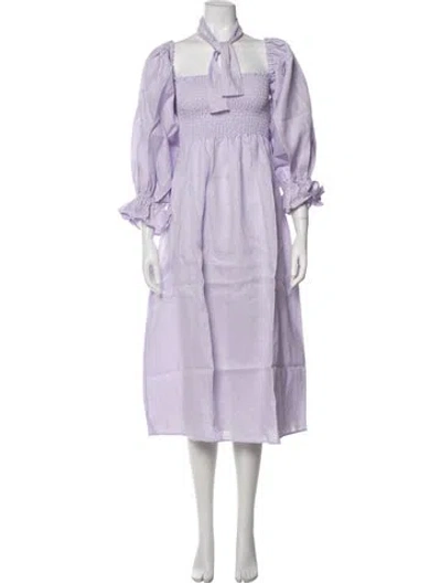 Pre-owned Sleeper Linen Long Dress W/ Tags In Purple