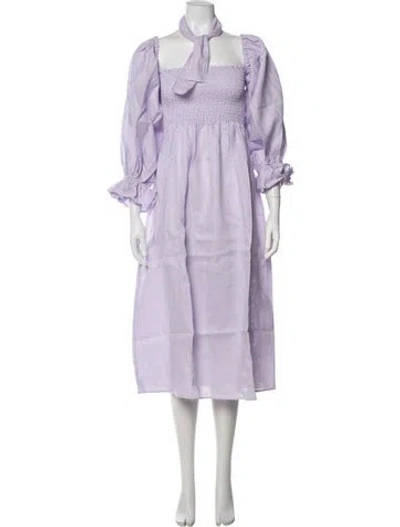 Pre-owned Sleeper Linen Long Dress W/ Tags In Purple
