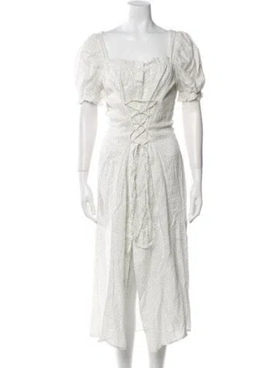 Pre-owned Sleeper Linen Long Dress In White