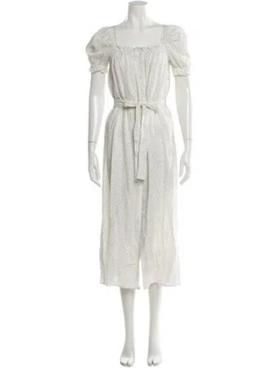 Pre-owned Sleeper Linen Long Dress In White
