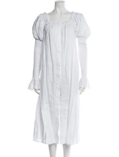 Pre-owned Sleeper Linen Long Dress In White