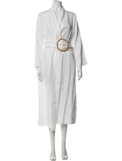 Pre-owned Sleeper Linen Long Dress In White