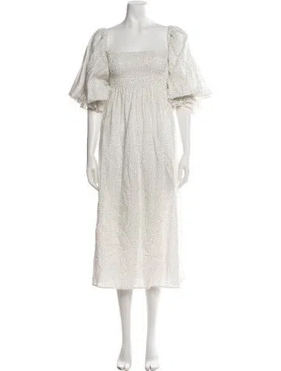 Pre-owned Sleeper Linen Long Dress In White