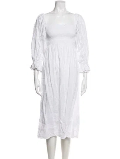 Pre-owned Sleeper Linen Long Dress In White