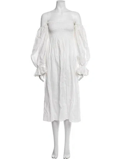 Pre-owned Sleeper Linen Long Dress In White