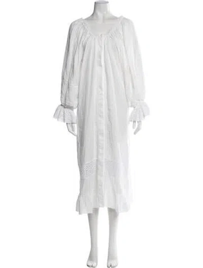 Pre-owned Sleeper Linen Long Dress In White