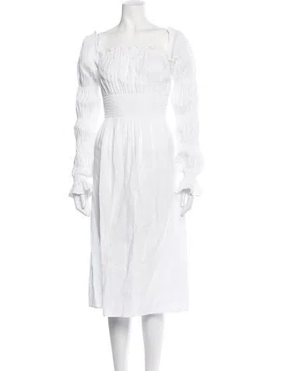 Pre-owned Sleeper Linen Long Dress In White