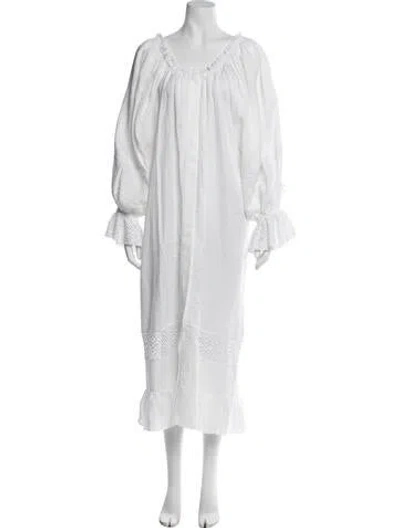 Pre-owned Sleeper Linen Long Dress In White