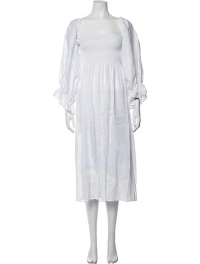 Pre-owned Sleeper Linen Long Dress In White