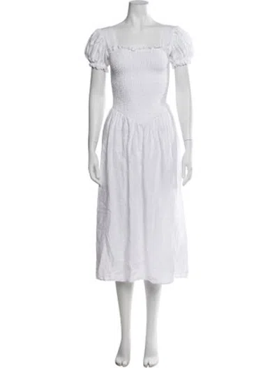 Pre-owned Sleeper Linen Long Dress In White