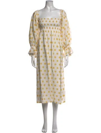 Pre-owned Sleeper Linen Long Dress In Yellow