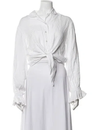 Pre-owned Sleeper Linen Long Sleeve Blouse In White