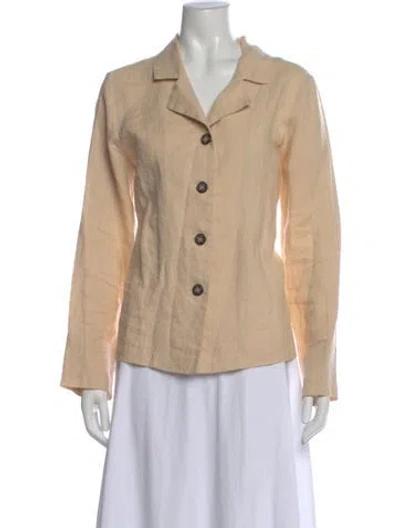 Pre-owned Sleeper Linen Long Sleeve Button-up Top In Neutral