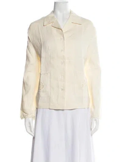 Pre-owned Sleeper Linen Long Sleeve Button-up Top W/ Tags In Neutral