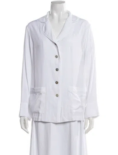 Pre-owned Sleeper Linen Long Sleeve Button-up Top In White