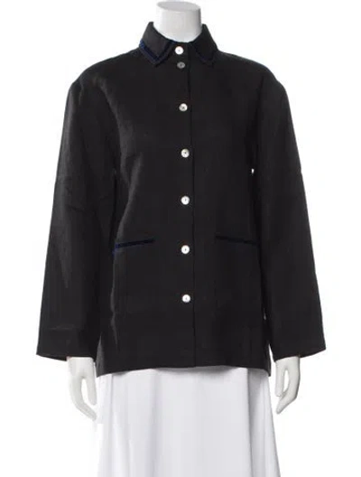 Pre-owned Sleeper Linen Long Sleeve Top W/ Tags In Black