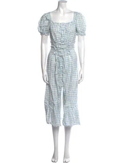 Pre-owned Sleeper Linen Midi Length Dress In Blue