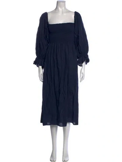 Pre-owned Sleeper Linen Midi Length Dress In Blue