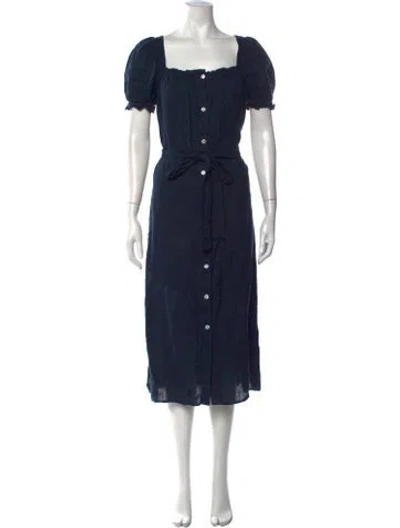 Pre-owned Sleeper Linen Midi Length Dress In Blue