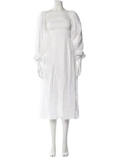 Pre-owned Sleeper Linen Midi Length Dress In Gray