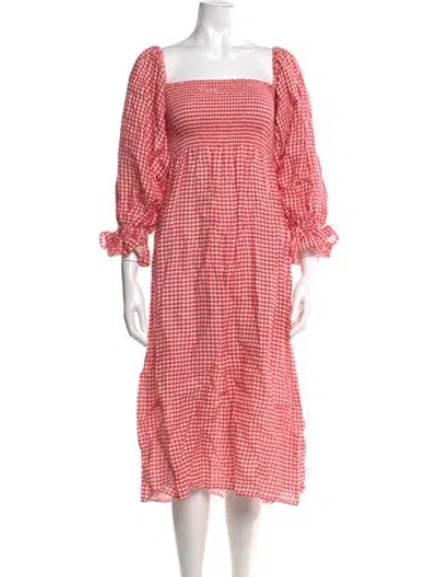 Pre-owned Sleeper Linen Midi Length Dress In Multi