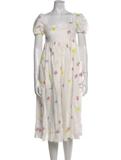 Pre-owned Sleeper Linen Midi Length Dress In Multi