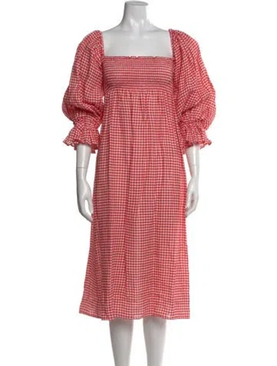 Pre-owned Sleeper Linen Midi Length Dress In Multi