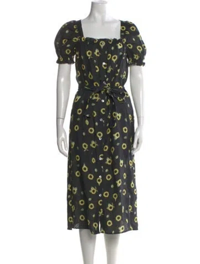 Pre-owned Sleeper Linen Midi Length Dress In Multi