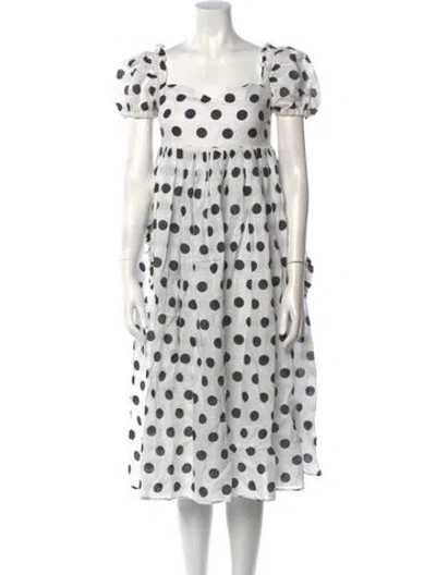 Pre-owned Sleeper Linen Midi Length Dress In Neutral