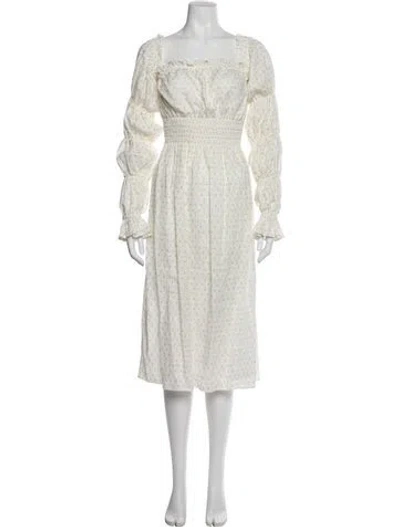 Pre-owned Sleeper Linen Midi Length Dress In Neutral