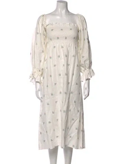 Pre-owned Sleeper Linen Midi Length Dress In Neutral