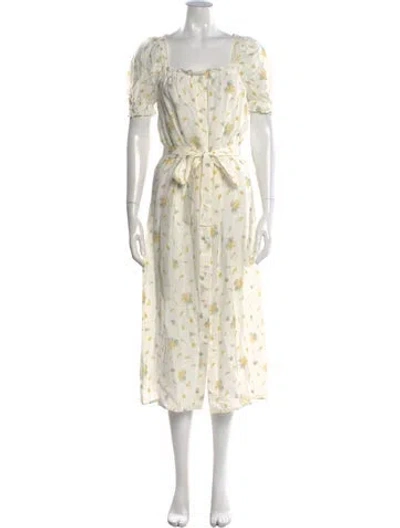 Pre-owned Sleeper Linen Midi Length Dress In Neutral