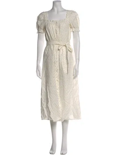 Pre-owned Sleeper Linen Midi Length Dress In Neutral