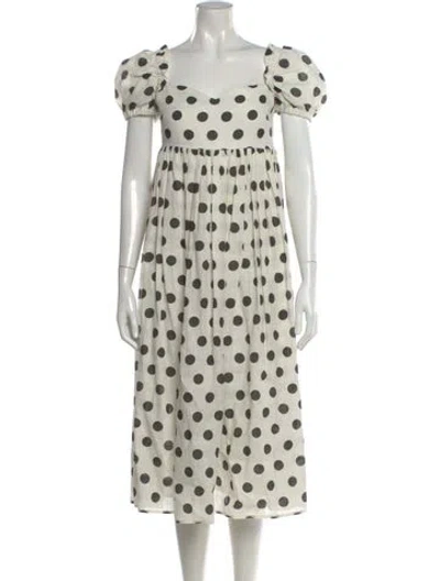 Pre-owned Sleeper Linen Midi Length Dress In Neutral
