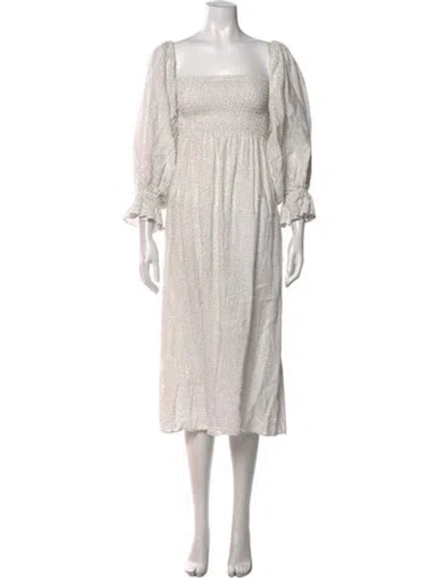 Pre-owned Sleeper Linen Midi Length Dress In Neutral