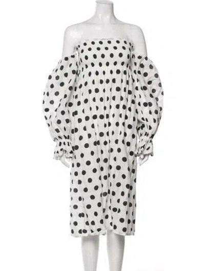 Pre-owned Sleeper Linen Midi Length Dress In Neutral