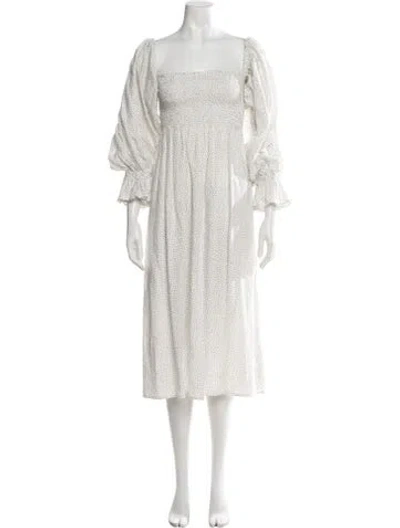 Pre-owned Sleeper Linen Midi Length Dress In Neutrals