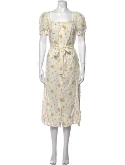 Pre-owned Sleeper Linen Midi Length Dress In Neutrals