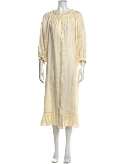 Pre-owned Sleeper Linen Midi Length Dress In Neutrals