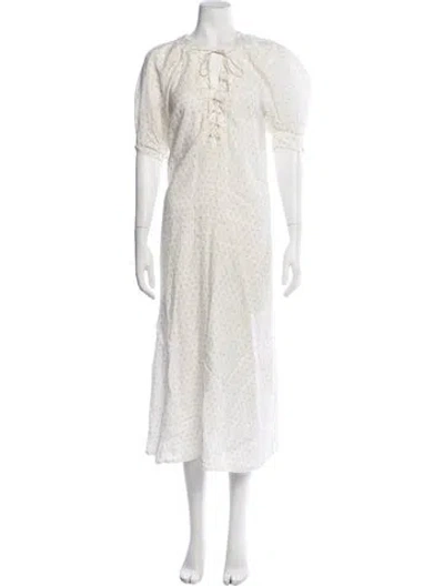 Pre-owned Sleeper Linen Midi Length Dress In Neutrals