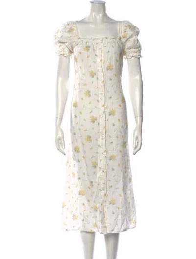 Pre-owned Sleeper Linen Midi Length Dress In Neutrals