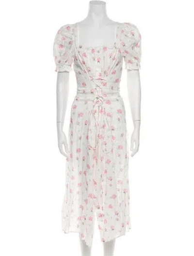 Pre-owned Sleeper Linen Midi Length Dress In Neutrals