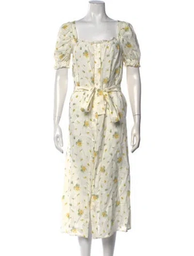 Pre-owned Sleeper Linen Midi Length Dress In Neutrals