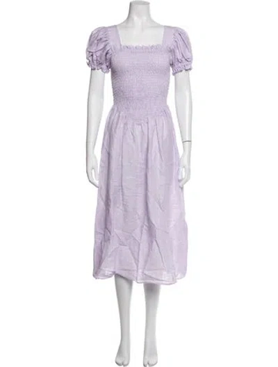 Pre-owned Sleeper Linen Midi Length Dress In Purple