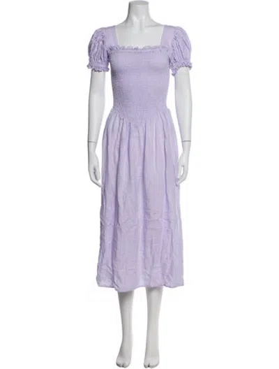Pre-owned Sleeper Linen Midi Length Dress In Purple