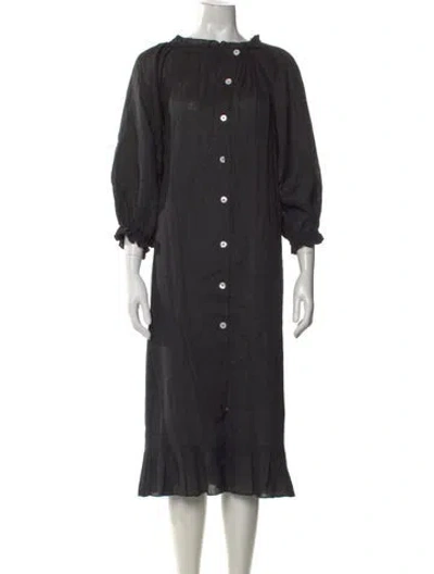 Pre-owned Sleeper Linen Midi Length Dress W/ Tags In Black